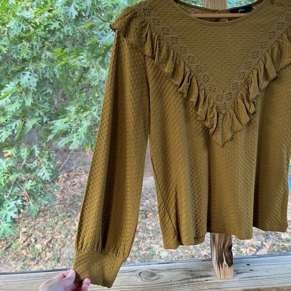 J. Crew Ruffle Front Long Sleeve Knit Top Size XXS. NEW - Picture 3 of 10